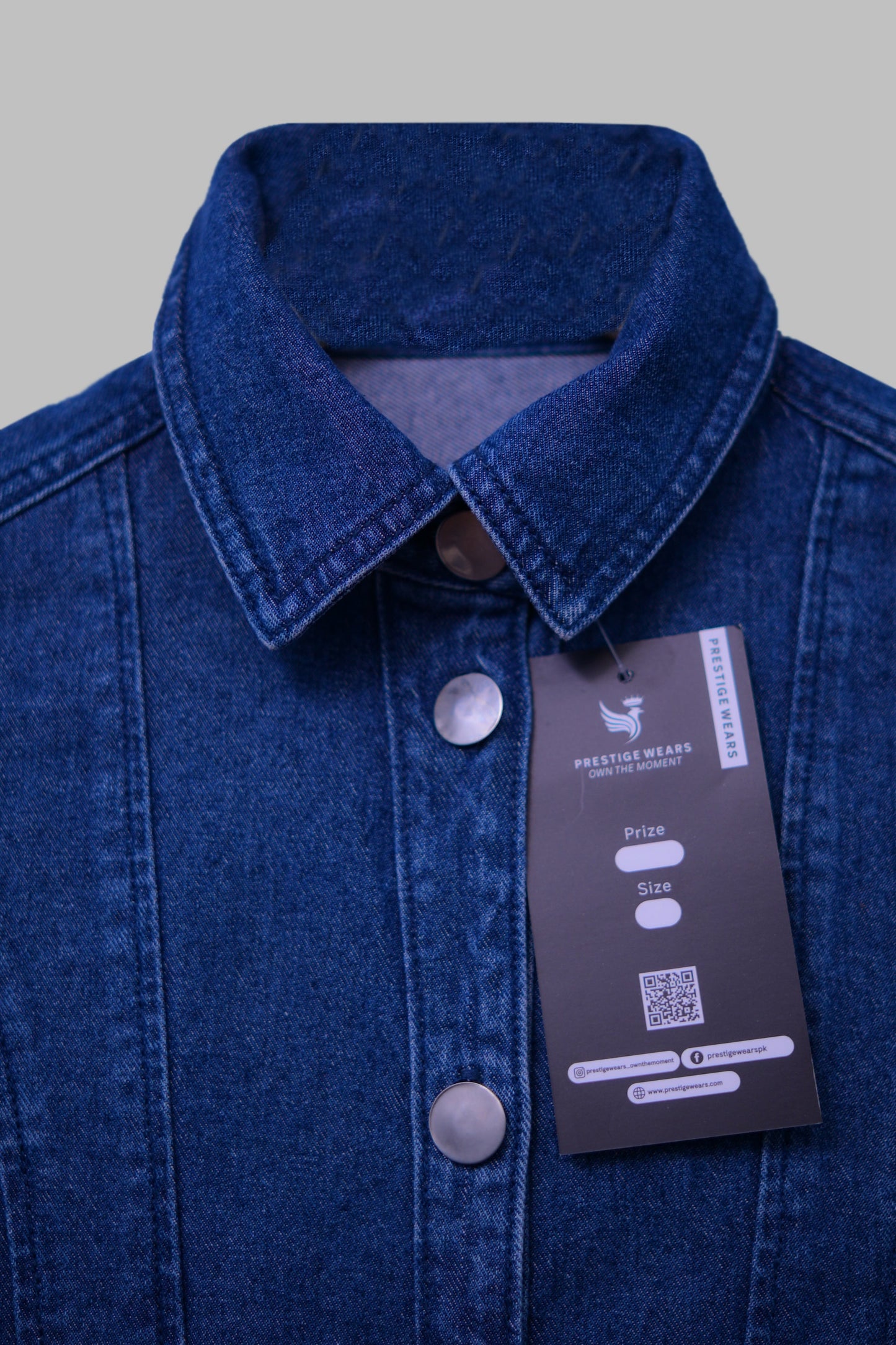 PW Denim Top With Stylish Belt - Blue