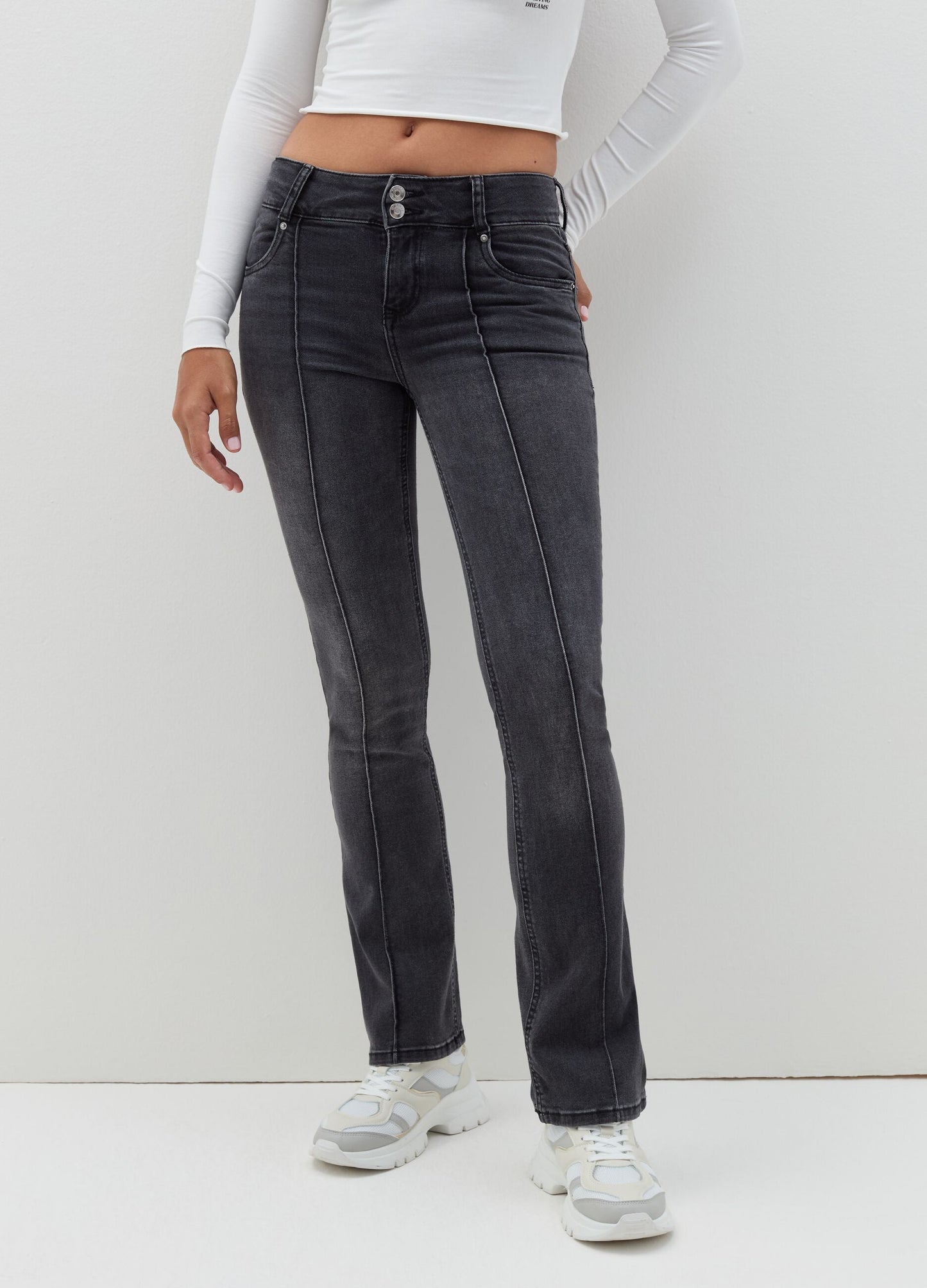 Flare-fit jeans with raised stitching Graphite Grey